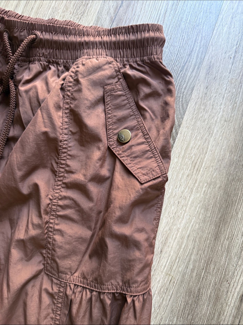 Free People Rust Brown Drawstring Tiered Jogger Pants - Picture 2 of 4